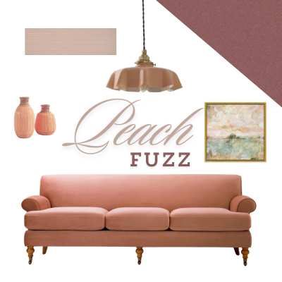 moodboard of peach coloured products including carpet from carpet one